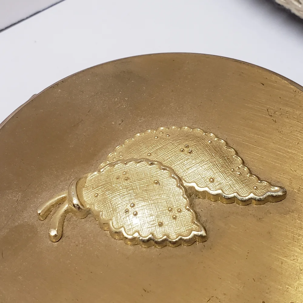 Vintage Stratton Gold Texture Double Leaf Convertible Compact Made in England